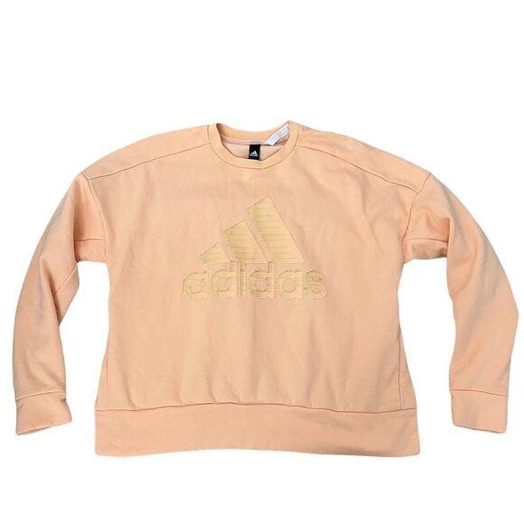 Adidas crew neck peach sweatshirt size large women’s workout top sweater D112 - Picture 1 of 6